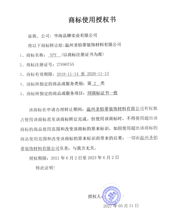 商标使用授权